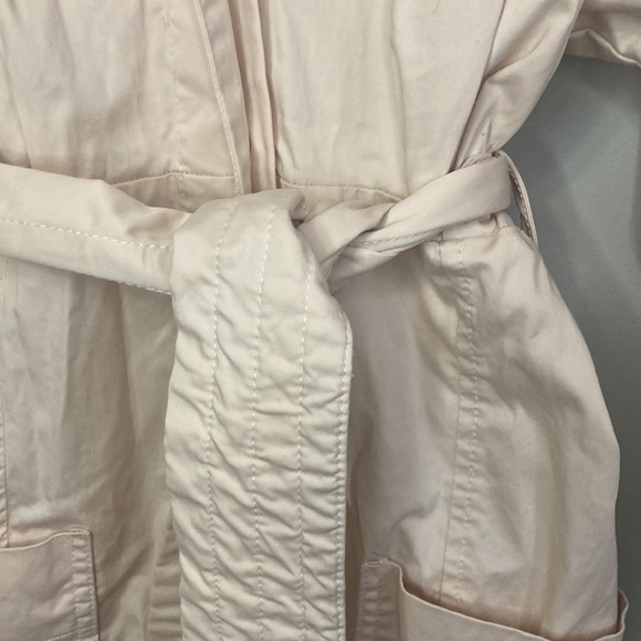 Zara Cotton Blend Midi Belted Shirt Dress, size Medium, Cream, Fall Wardrobe - Picture 4 of 7